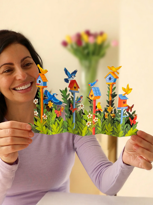 Mini Birdhouse Garden FreshCut Paper Pop-Up Scene