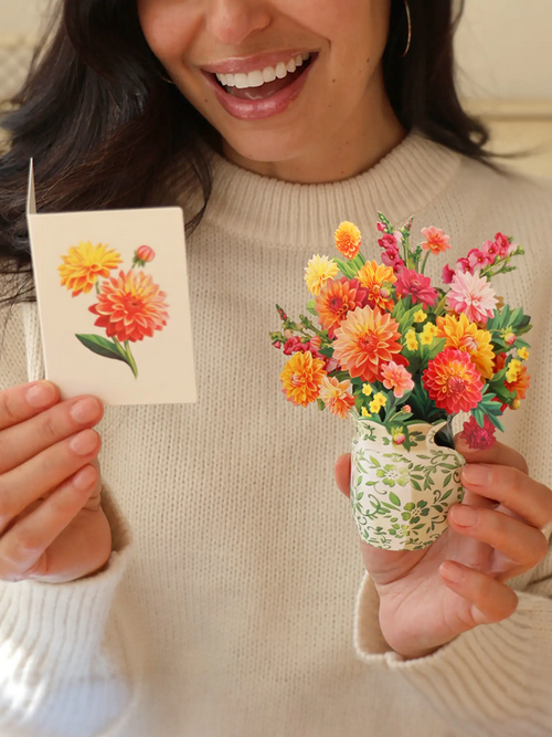 Mini Dahlia Sunrise FreshCut Paper Pop-Up Greeting Card