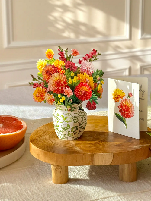 Mini Dahlia Sunrise FreshCut Paper Pop-Up Greeting Card