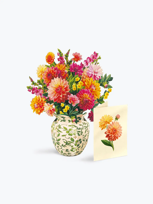 Mini Dahlia Sunrise FreshCut Paper Pop-Up Greeting Card