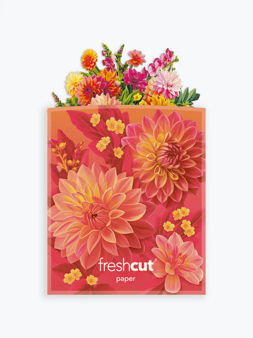 Mini Dahlia Sunrise FreshCut Paper Pop-Up Greeting Card