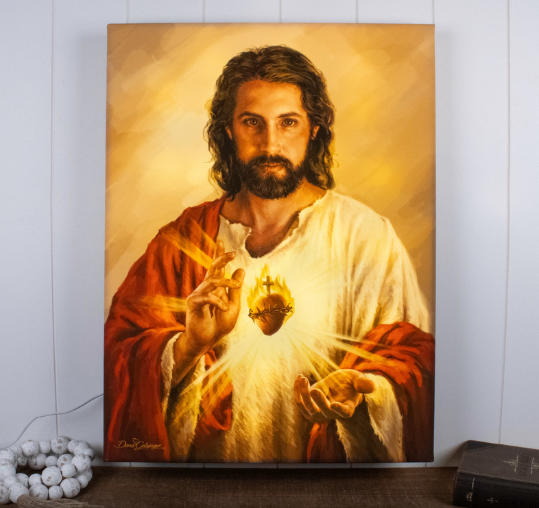 Sacred Heart Of Jesus Backlit Illuminated Print
