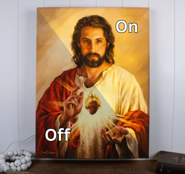 Sacred Heart Of Jesus Backlit Illuminated Print