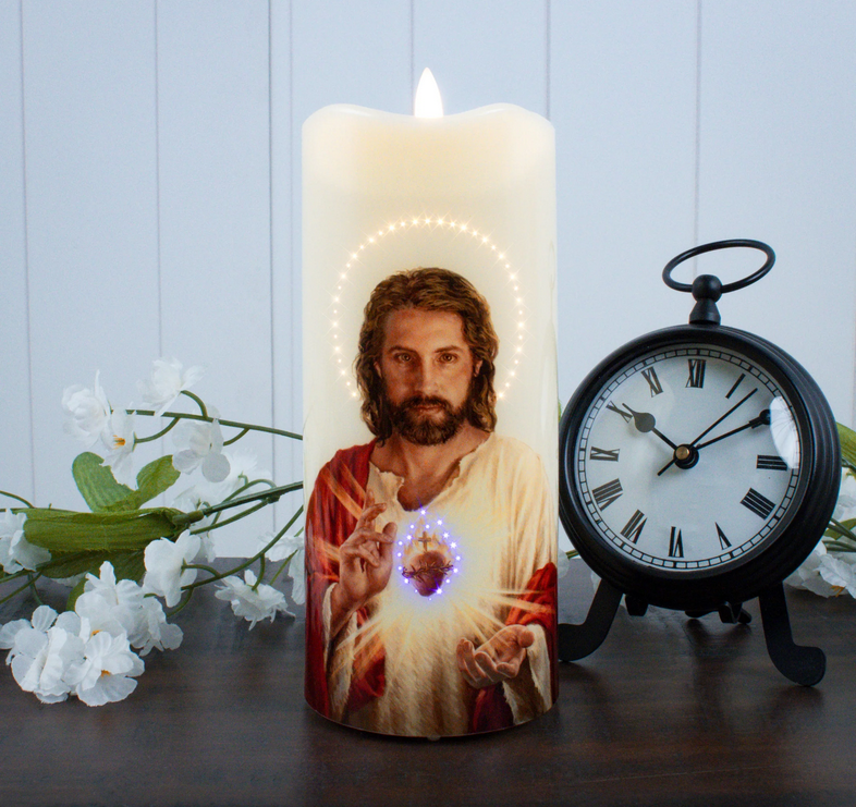 Sacred Heart of Jesus Fiber Optic Candle