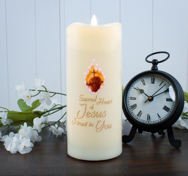 Sacred Heart of Jesus Fiber Optic Candle