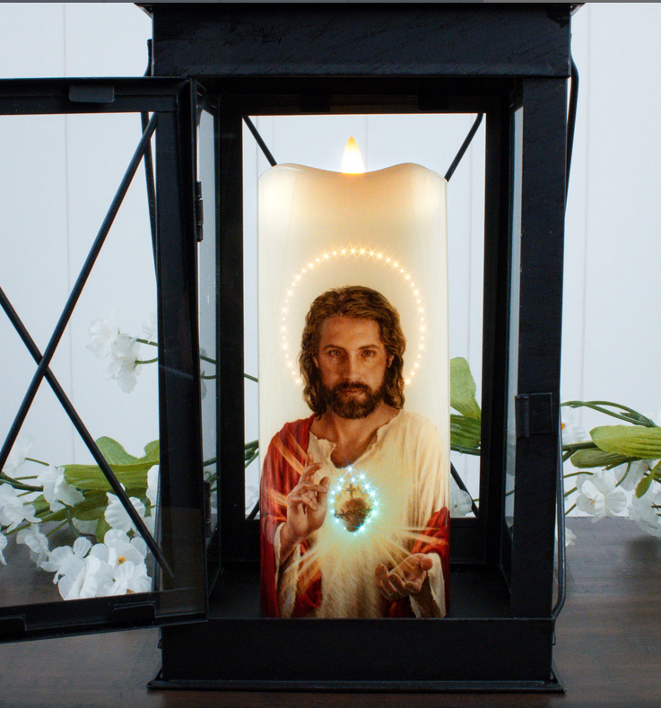 Sacred Heart of Jesus Fiber Optic Candle