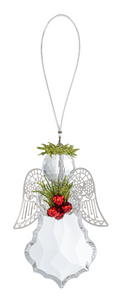 Silver Winged Misteltoe Angel Ornament