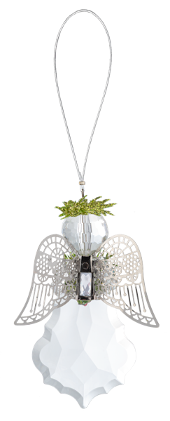 Silver Winged Misteltoe Angel Ornament