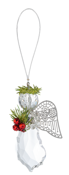 Silver Winged Misteltoe Angel Ornament