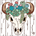 Farmhouse Steer Skull with Cactus Tile/Trivet