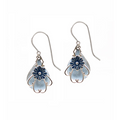 Blue Flower w/Filigree on Blue Tear Silver Forest Earrings