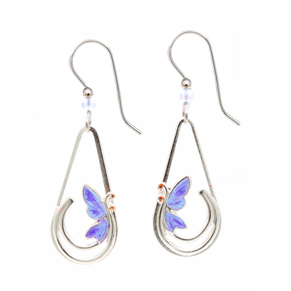 Open Tear & Butterfly Silver Forest Earrings