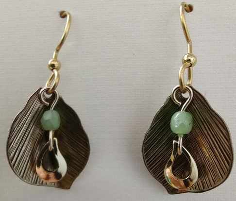 Leaf w/Crease & Drops Silver Forest Earrings