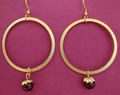 Capped Bead Off Gold Loop Silver Forest Earrings