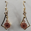 Peach Flower in Kite Shape Silver Forest Earrings