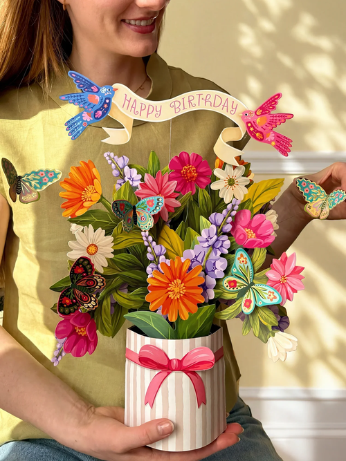 Happy Birthday Enchanted Garden Pop-Up Flower Bouquet