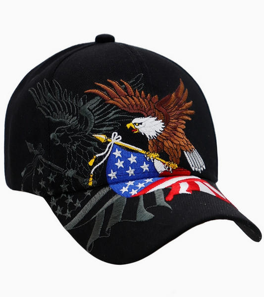 American Flag Bald Eagle Baseball Cap