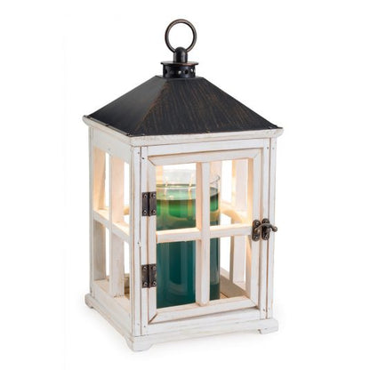 Weathered White Wooden Fragrance Warmer Lantern