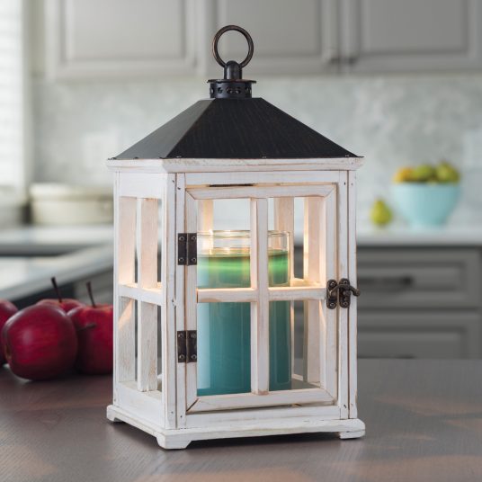 Weathered White Wooden Fragrance Warmer Lantern