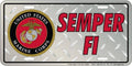 Marines/Semper Fi - Diamond Plate - License Plate
