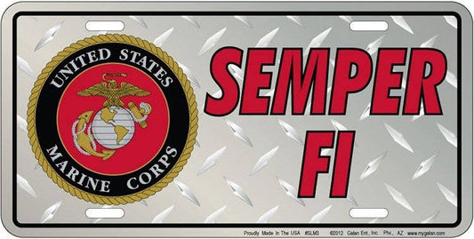 Marines/Semper Fi - Diamond Plate - License Plate