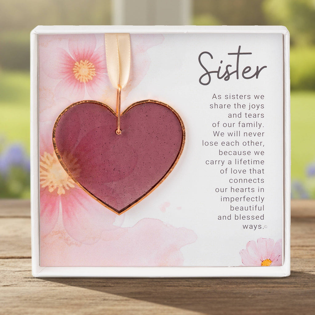 Sister Keepsake Gift – Handmade Stained Glass Heart