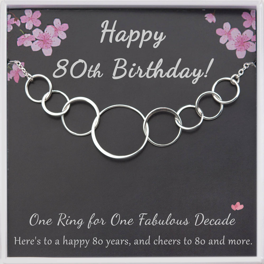 Happy 80th Birthday Sterling Silver Necklace Jewelry Set