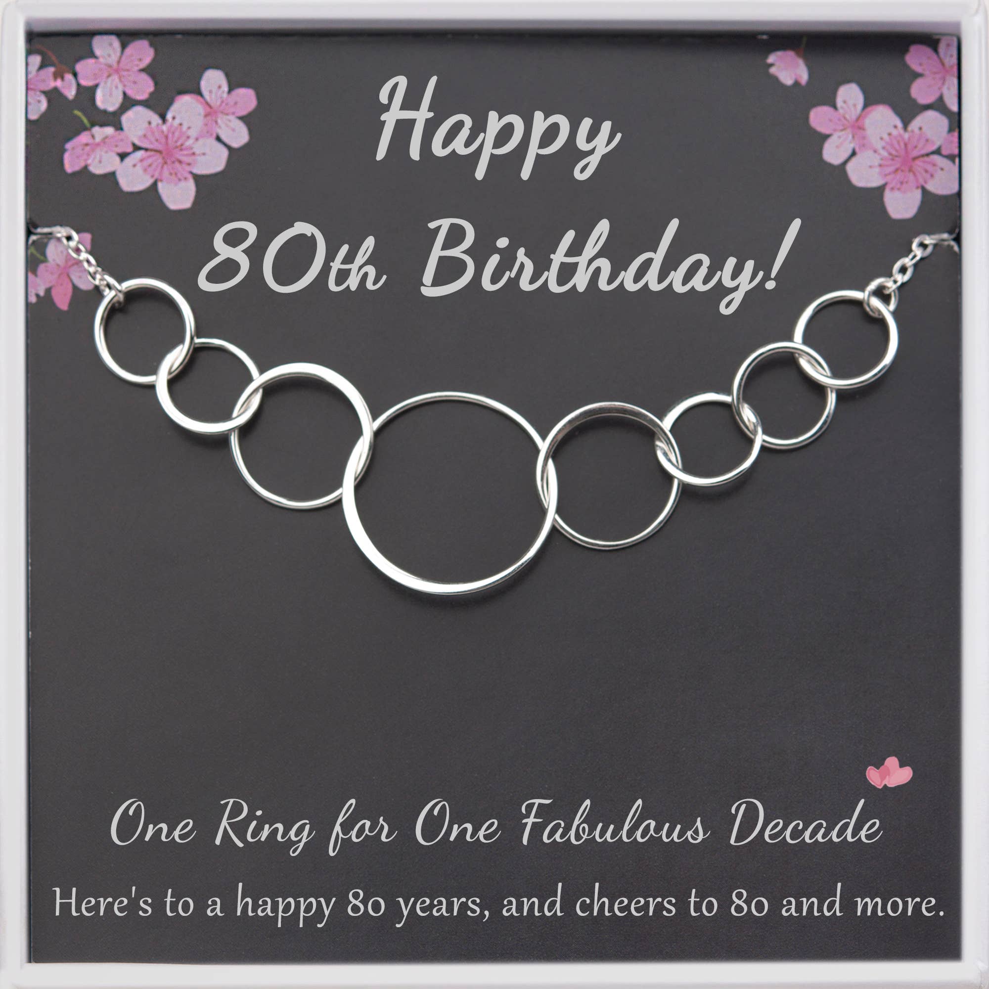 Happy 80th Birthday Sterling Silver Necklace Jewelry Set