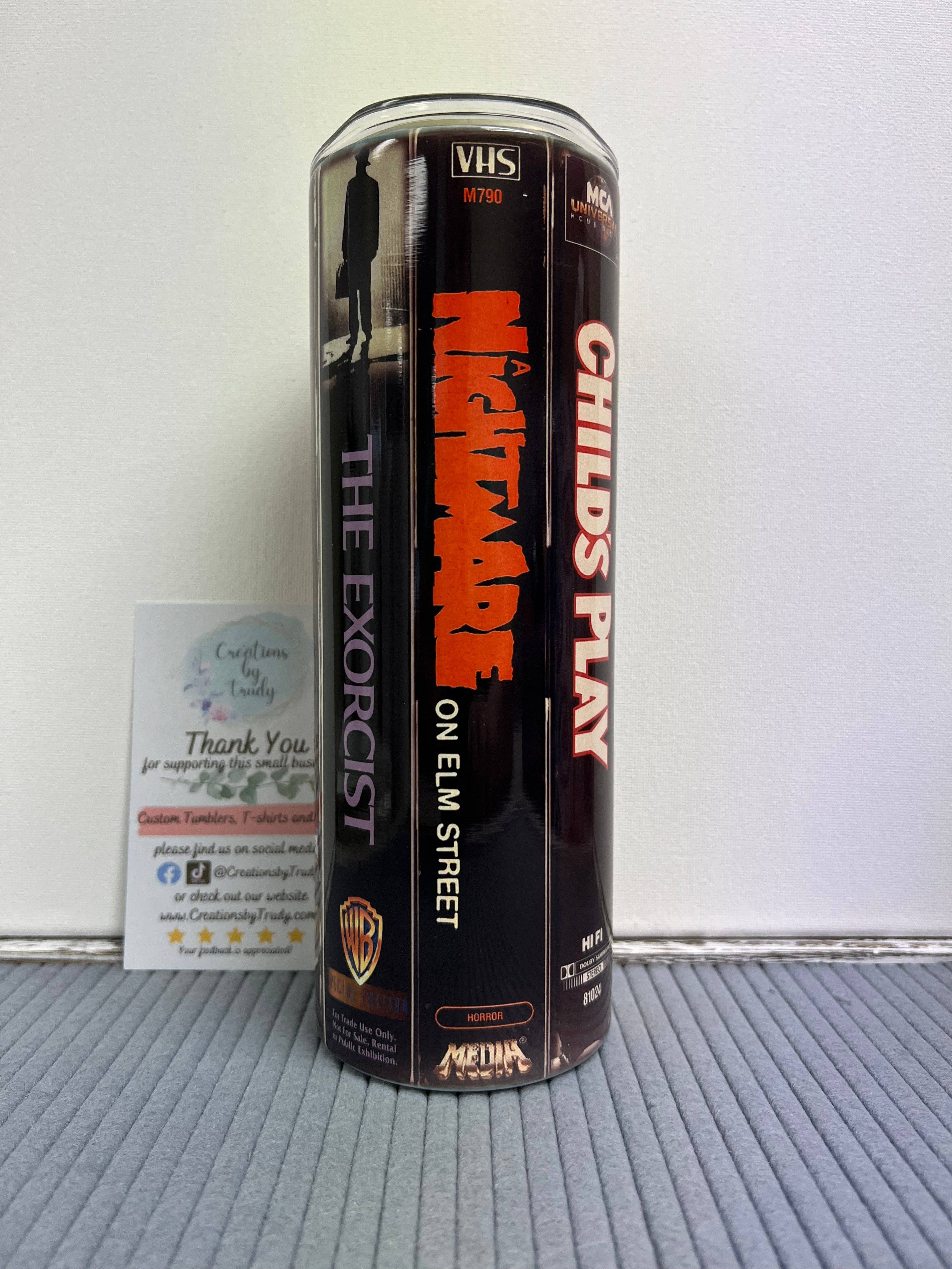 Old School VHS Horror Movies- Stainless Steel Tumbler: 20oz