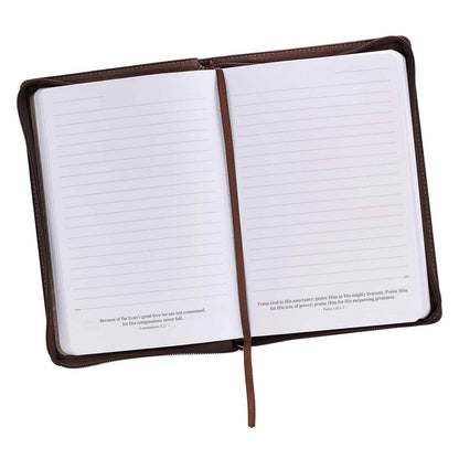 A Man's Heart Classic Faux Leather Zippered Journal in Brown