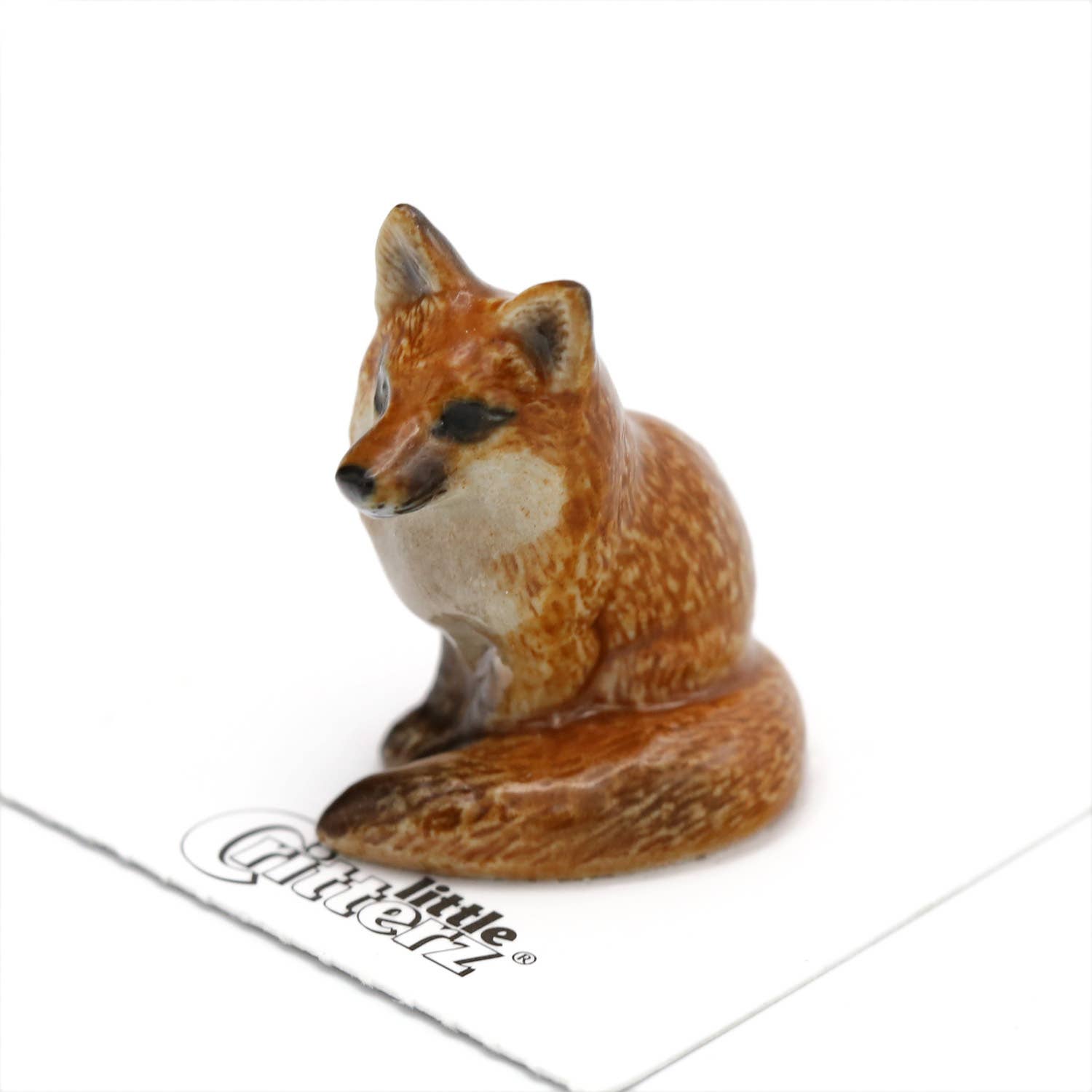 Brush Red Fox Sitting Porcelain Miniature Figurine