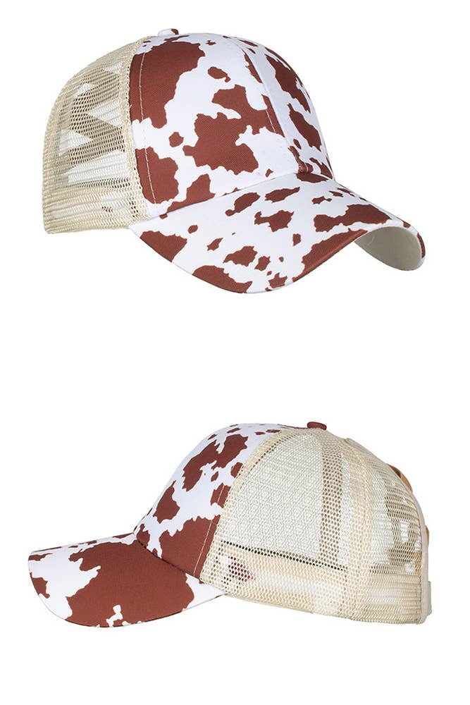 Cow Print Baseball Cap Coffee/Brown