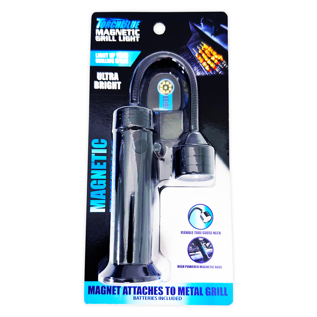 Torch Blue Magnetic Grill Black LED Flashlight
