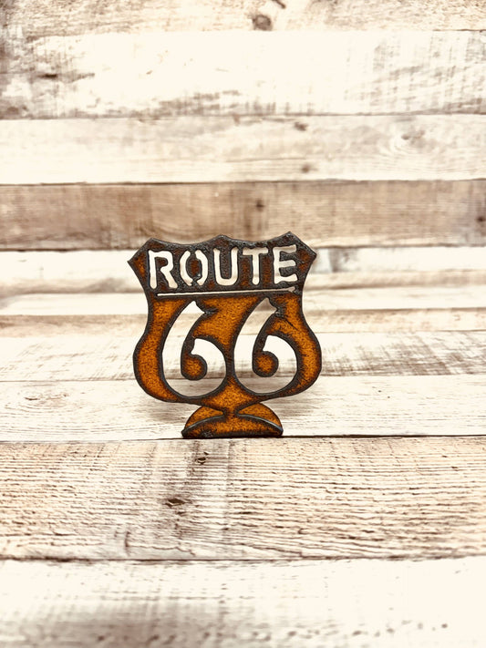 Route 66 Rustic Metal Doodad Standing Figurine