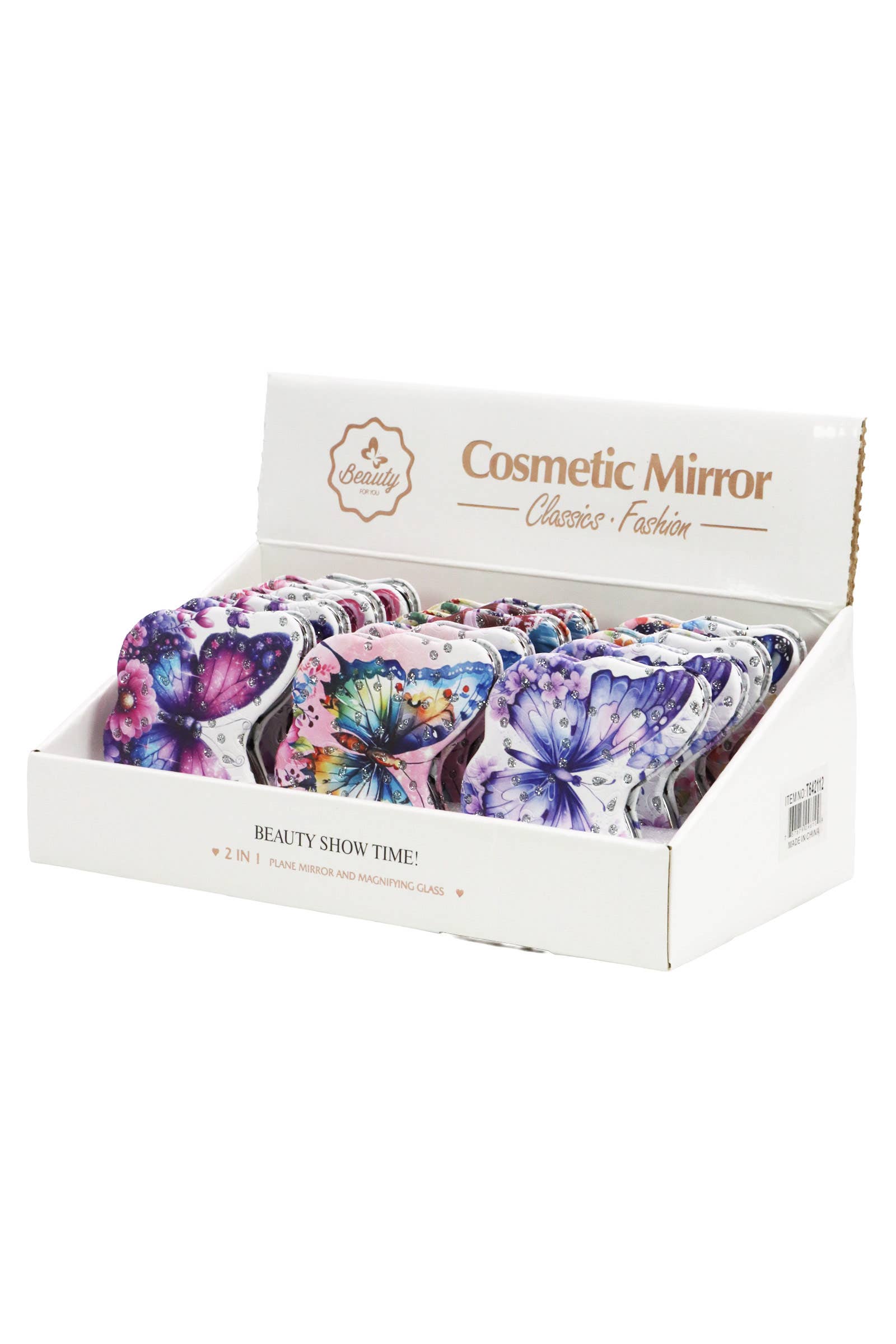 Butterfly Floral Cosmetic Compact Mirror