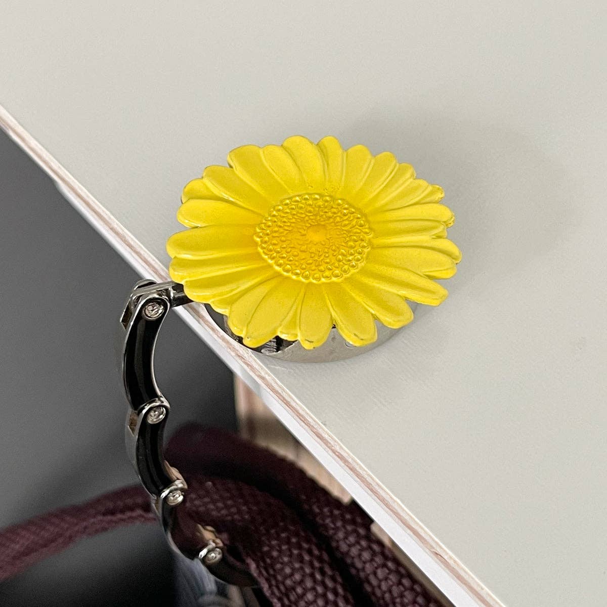 Purse Hook Hanger, Foldable Handbag Table H: Sunflower