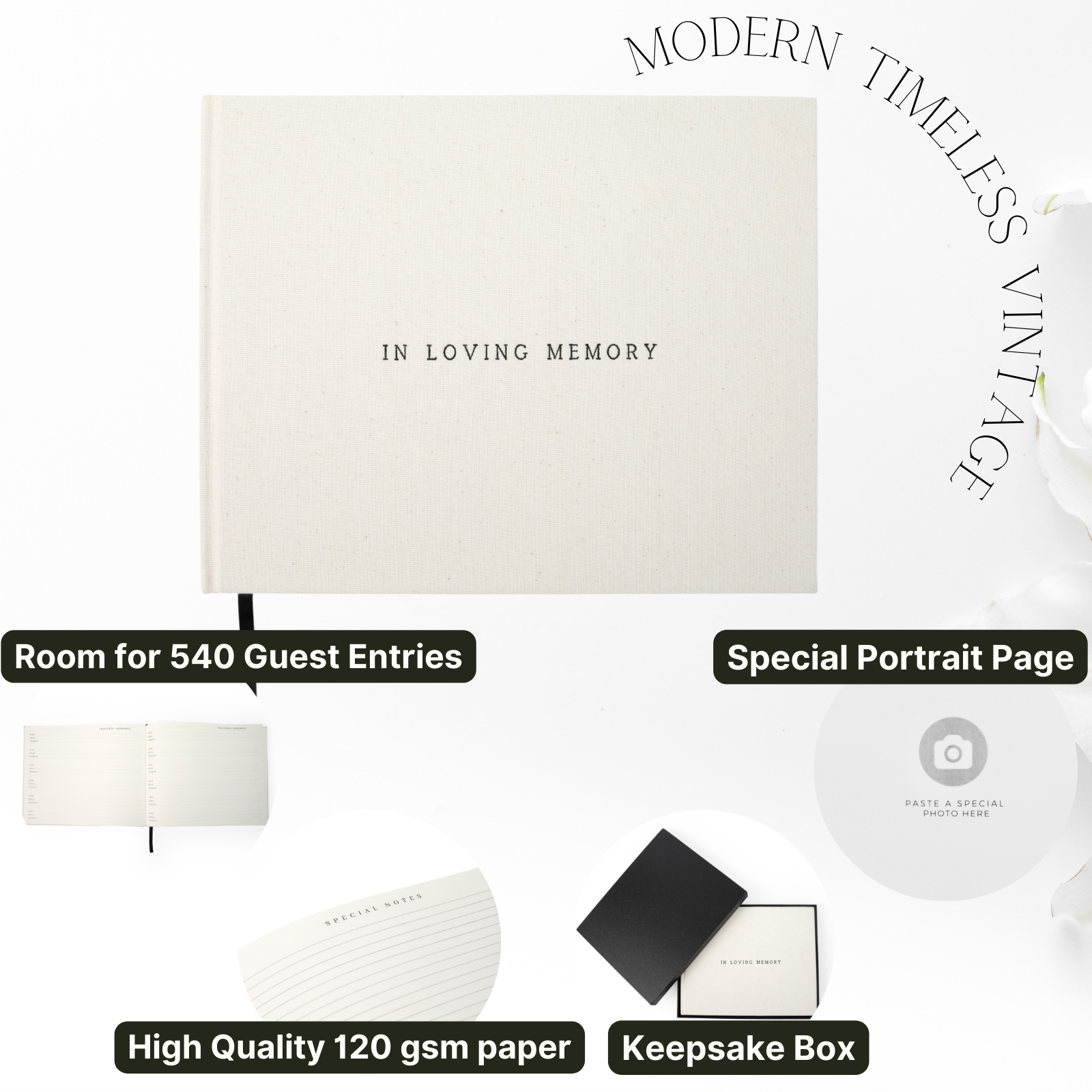 Modern Funeral Guest Book In Loving Memory