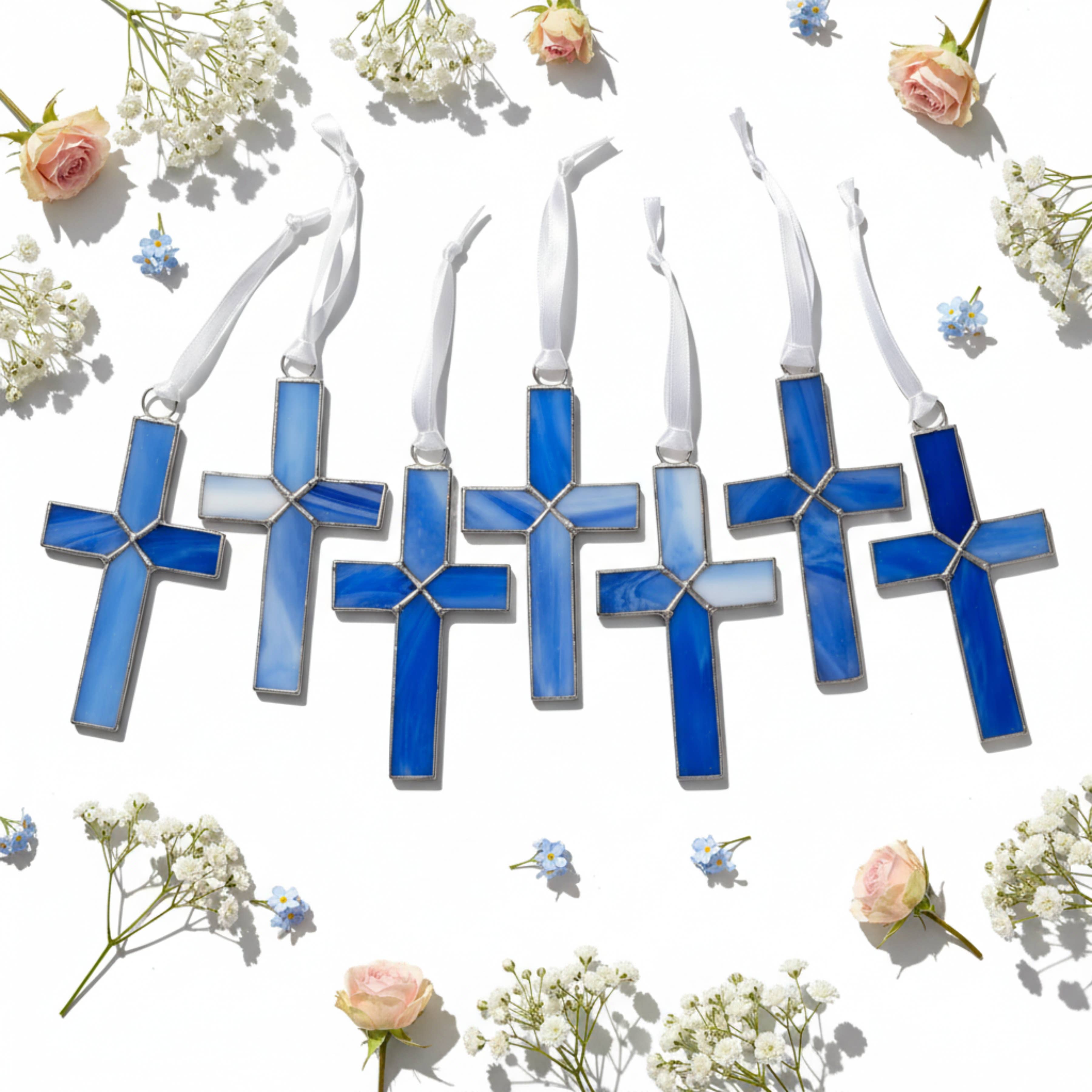 Great Grandpa Gift: Blue Stained Glass Cross