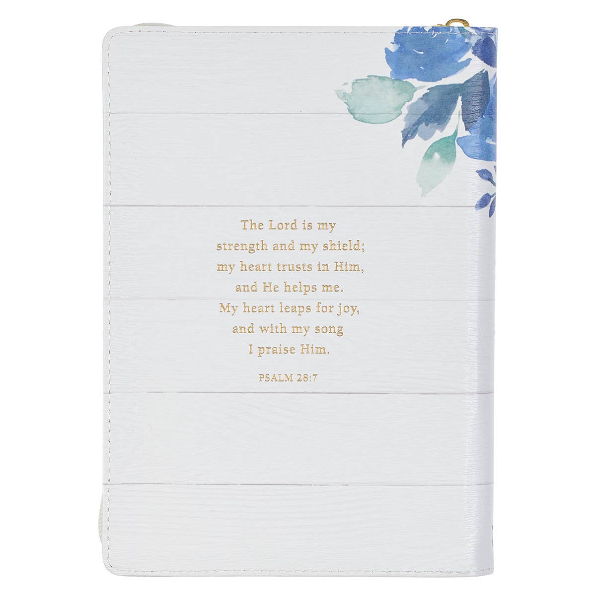 The Lord is my Strength Blue Floral Faux Leather Journal