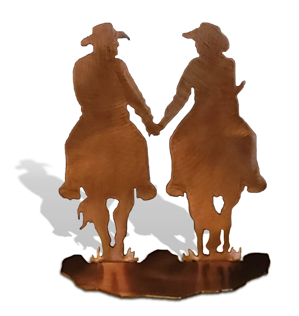 Cowboy Cowgirl Horse Holding Hands Table Topper Sculpture : Large