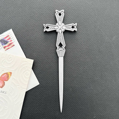 Cross w/Cutouts Vintage Pewter Letter Opener