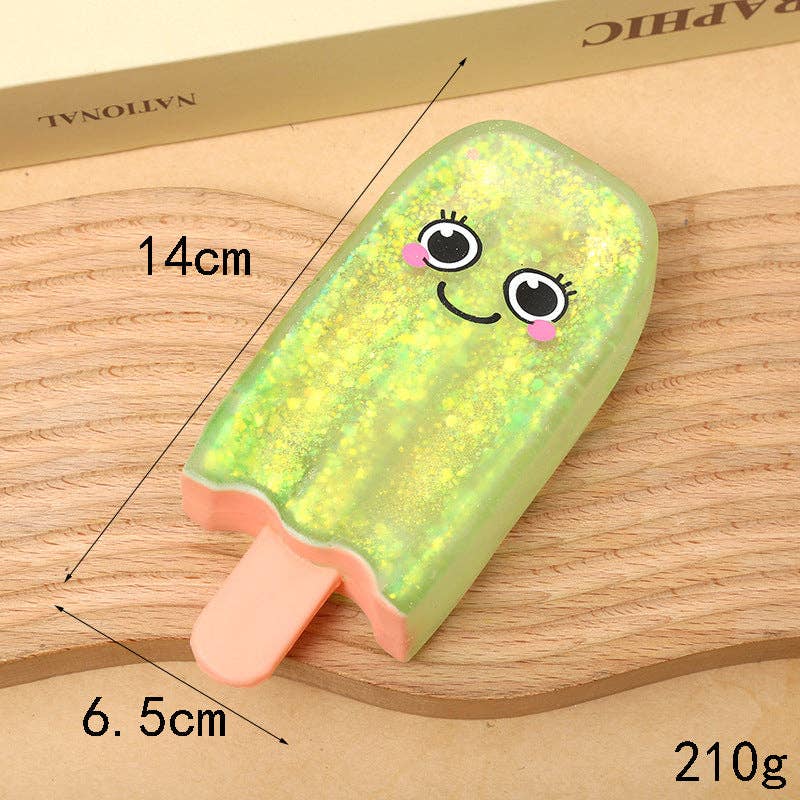 Glitter Popsicle Squishy Stress Relief Soft Squeeze Fidget Sensory Toy: Pink