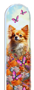 Chihuahua Dog Pup Flowers 3D Pet Colored Crystal Nail File: Large