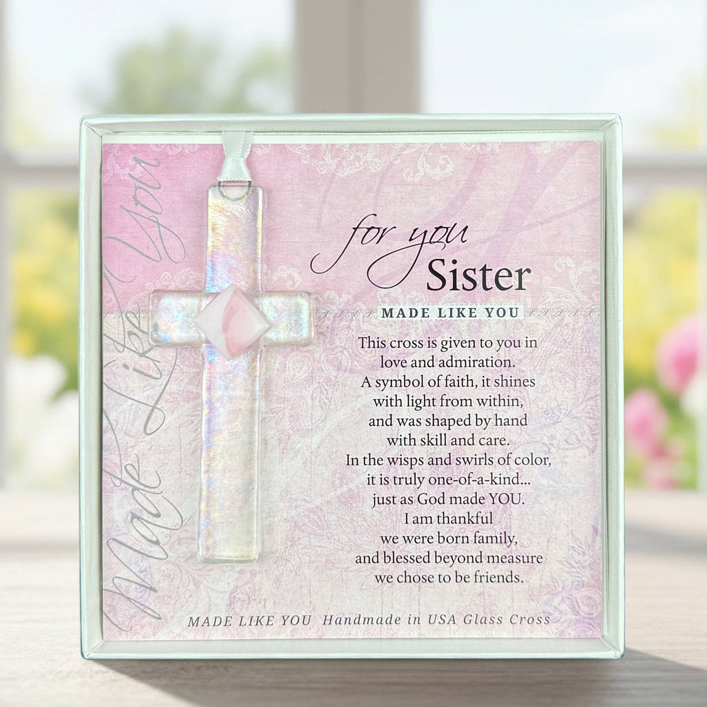 For You Sister Handmade Glass Cross