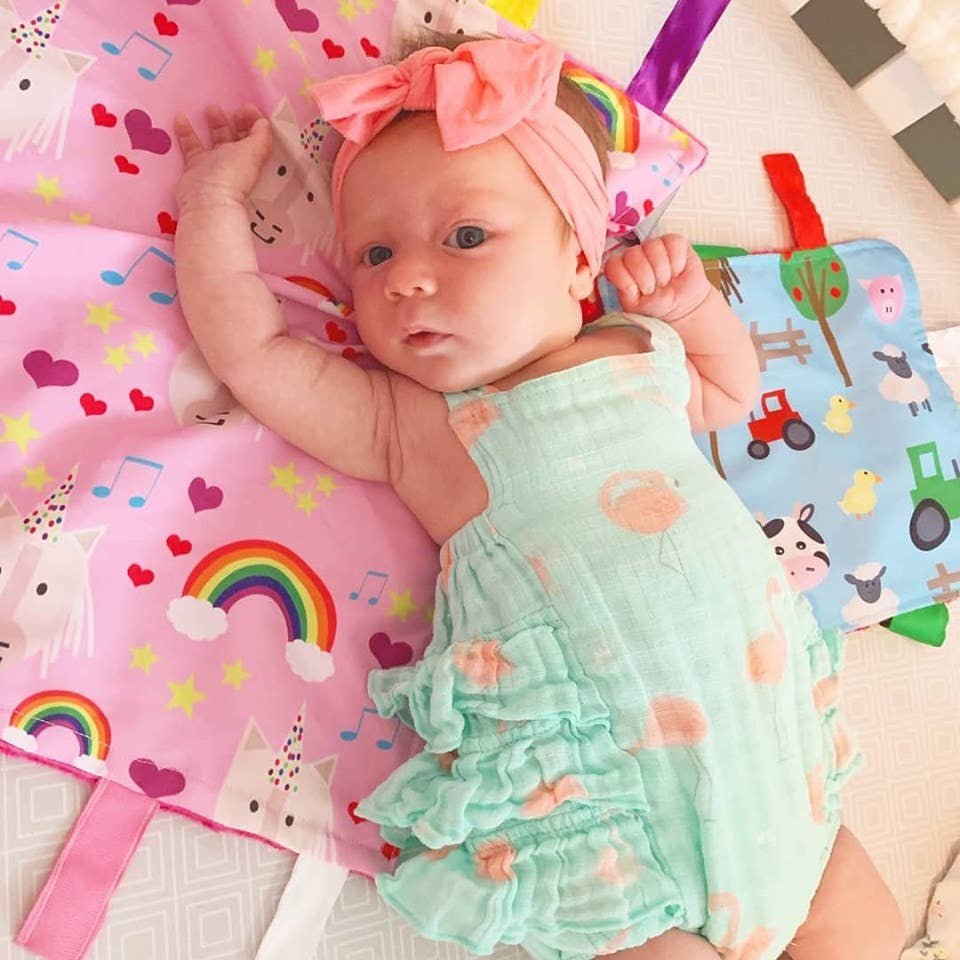 Unicorn Rainbow Hearts Taggy Blanket