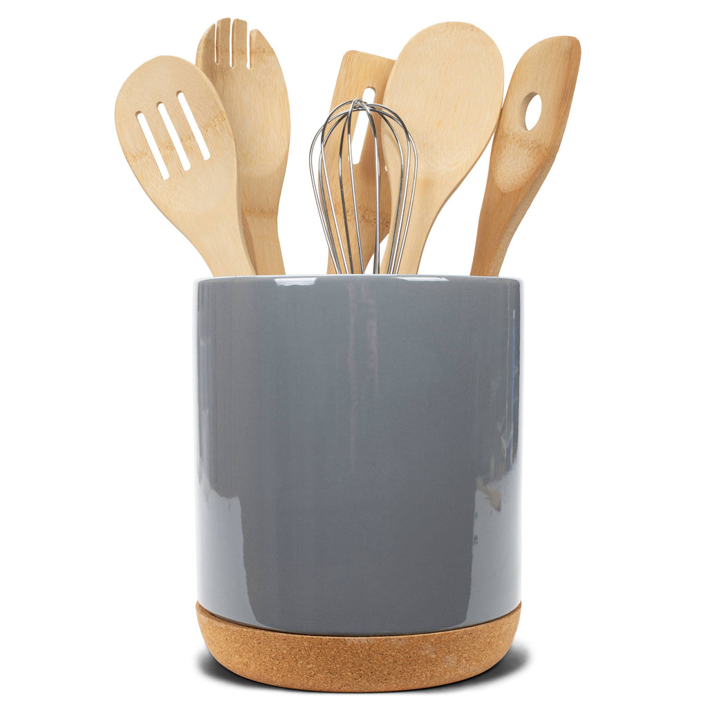 Utensil Crock Gray Stoneware