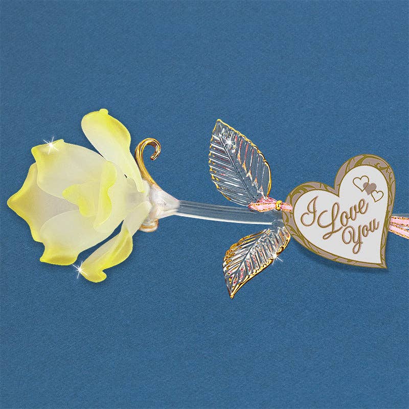 Yellow Rose Glass Figurine