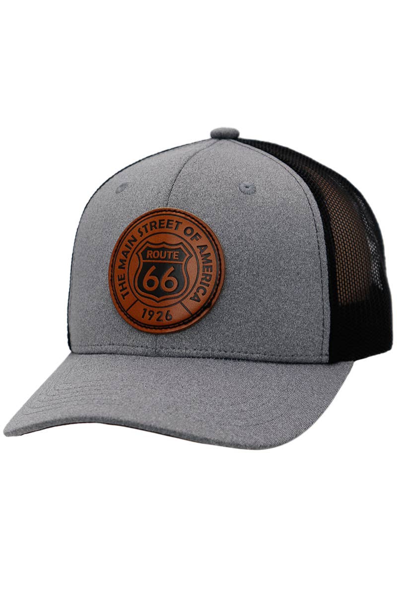 Route 66 Patch Melange Fabric Trucker Hat Gray