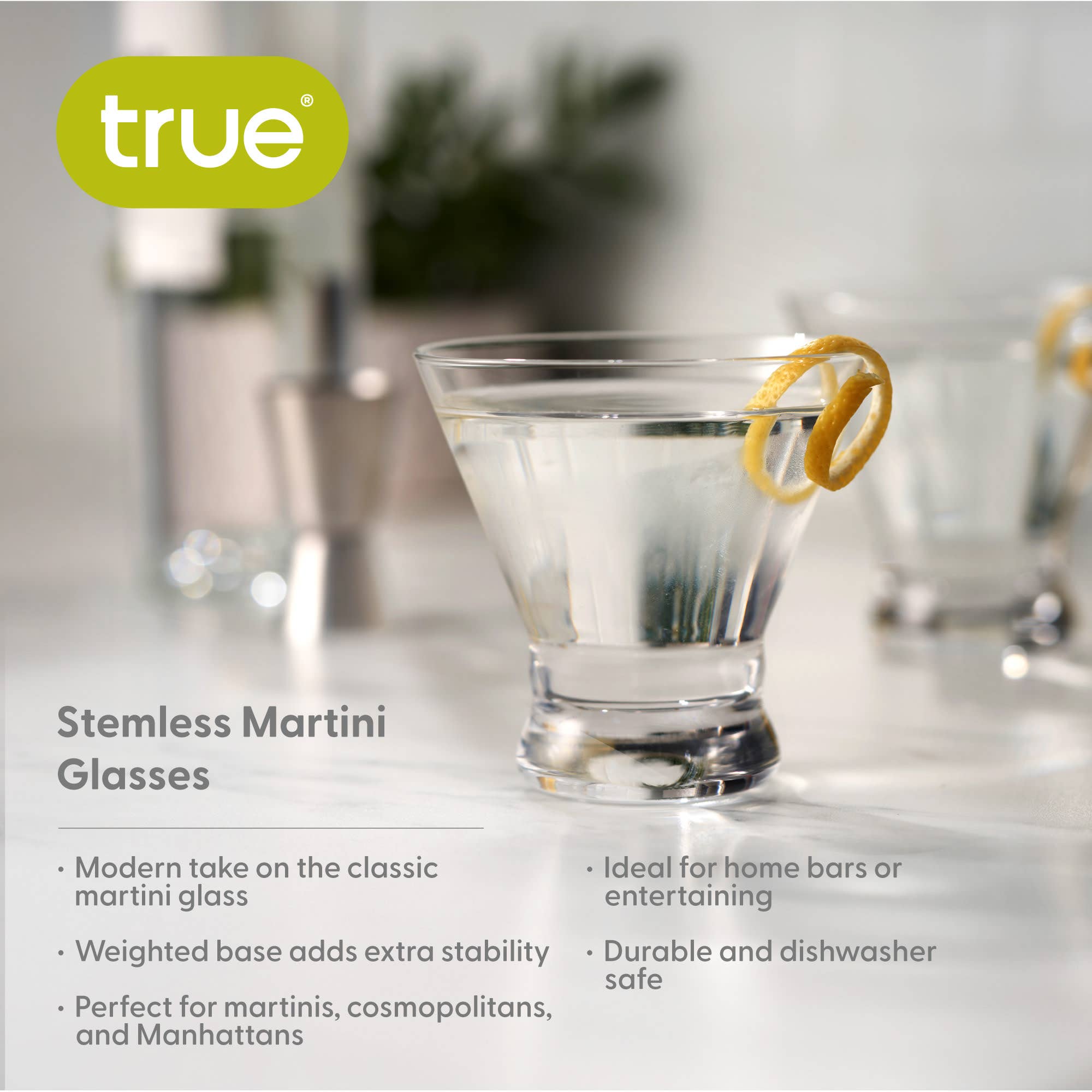 Stemless Martini Glasses Set/4