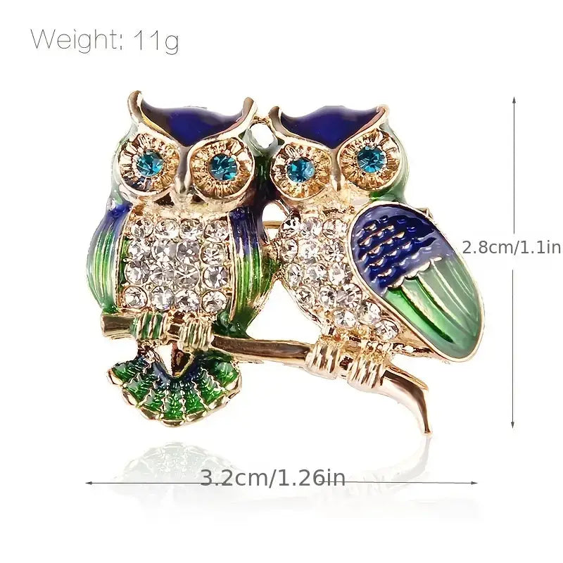 Elegant Brooch Owls